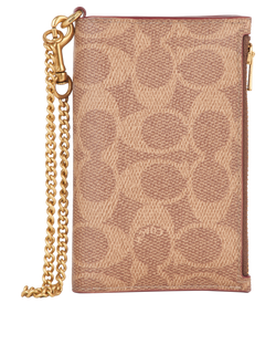 Coach Zip Chain Wallet, Canvas/Leather, Brown, MIV, DB, 3*